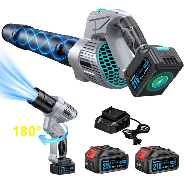 Akku Laubbläser, Gebläse, 5 Stufen Laubsauger, Bläser Sauger mit 2 x 4000mAh Akkus und Ladegerät für Blasen Sauge Voor Weggarage Veranda Patio