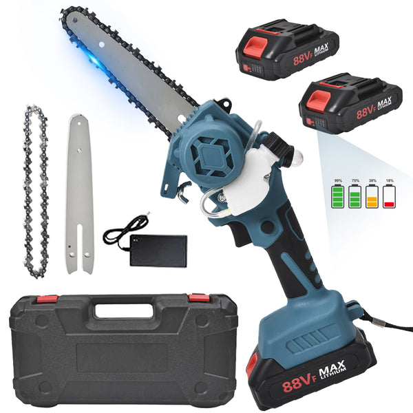 6 Zoll bürstenlose Kettensäge, Mini - Akku - Kettensäge, Holz bearbeitung, Garten schneiden, 2 x Batterie Mit Digitalanzeige, bürstenlose Kettensäge