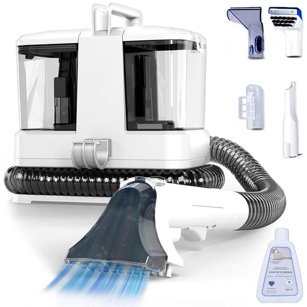 Waschsauger Polsterreiniger Gerät mit Reinigungsmittel, 2-in-1 Bürstenaufsatz, Nass Trockensauger für Teppiche,Treppen,Polster,Sofa,Auto,Tiere,Flecken