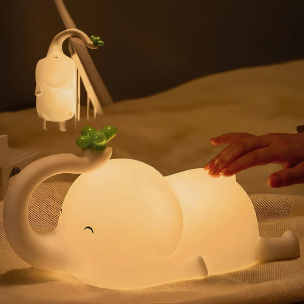 Nachtlicht Kinder,Elefant Nachtlicht Baby Stilllicht Dimmbar,Silikon Touch Nachttischlampe Kinder Mit Timer,USB Aufladbare,Baby Geschenk Junge Mädchen