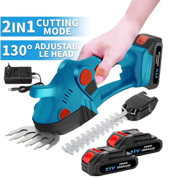Kabellose Grasschere,Trimmer–2-in-1 Hand-Heckenschere,21V elektrische Rasentrimmer,Heckenschere/Grasschneider,wiederaufladbarer Lithium-Ionen-Akku