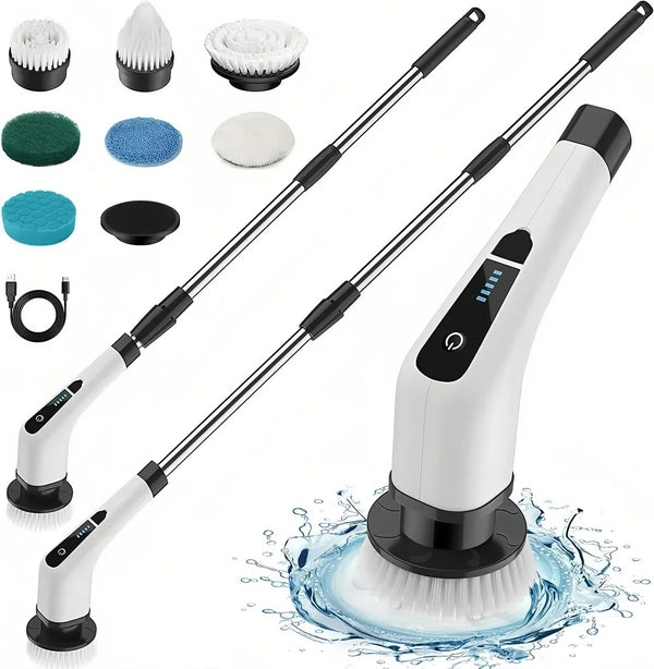 Elektrische Reinigungsbürste, Kabellos Akkureinigungsbürste, 360° drehen, mit 7 Bürstenköpfe für Ecken,Toilette,Küche,Badezimmer,Fenster,Bodenplatte