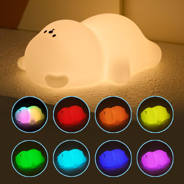 LED Nachtlicht Silikon Birne Touch Nachtlampe USB-Aufladbar mit Timer,7 Farbe dimmbar, Schlaflicht Kinderzimmer tragbare Schlafhilfe Stilllicht,Gesche