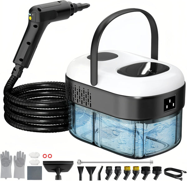 3 Gängen und 18 Zubehörsätze 10-Sekunden-Schnellaufheizung und 1400ML Tank 1500W 3 bar Dampfreiniger mit 1.5m langem Netzkabel Polstermöbelreiniger