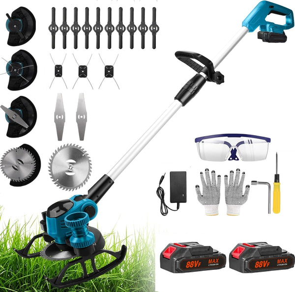 Akku Rasentrimmer 21V Akku-4-in-1 Kantenschneider Rasen,17cm Schnittdurchmesser–komfortabel & kompakt–inkl.2x2Ah Akkus & Ladegerät