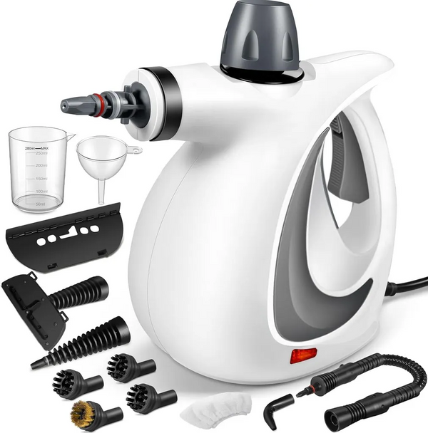 1050W Natürlicher Dampfreiniger mit Druck für mehrere Oberflächen, mit 12 Zubehörteilen, Mehrzweck-Dampfgarer für den Heimgebrauch, zur Reinigung