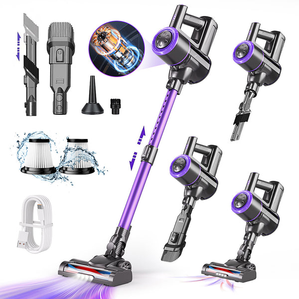 Akku Staubsauger, 500W/32000Pa Staubsauger kabellos mit HEPA ,45 Min, kabelloser Staubsauger,Anti-Tangle-Staubsauger